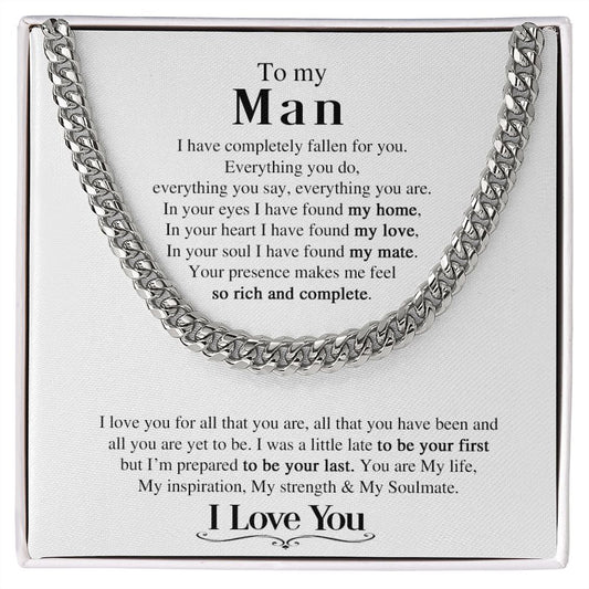 To My Man | I Love You - Cuban Link Chain